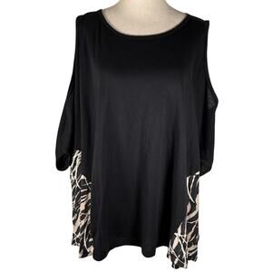 AllSaints Ella Stripe Tee Cold Shoulder Boxy Shirt Size L